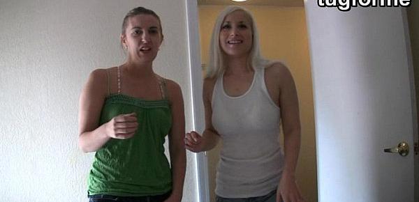  Sister and blond busting you jacking off JO instructions
